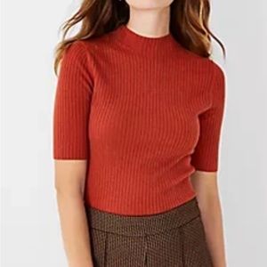 Any Taylor mock neck ribbed elbow sweater